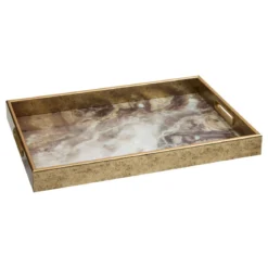 PLATEAU RECTANGLE CALVI EFFET MARBRE NOIR D.44.7X31.6CM
