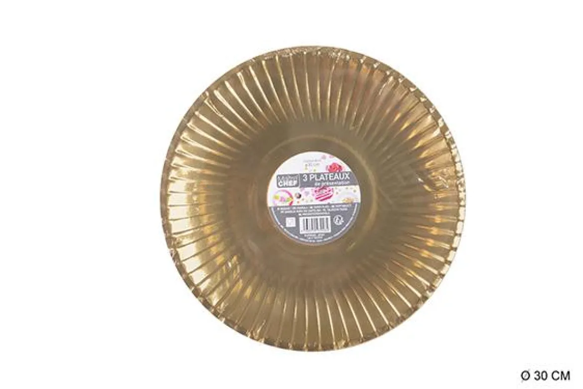 3 PLATEAUX PRESENTATION DORE D.30CM
