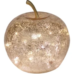 POMME VERRE CRAQUELE LED H.18.5CM