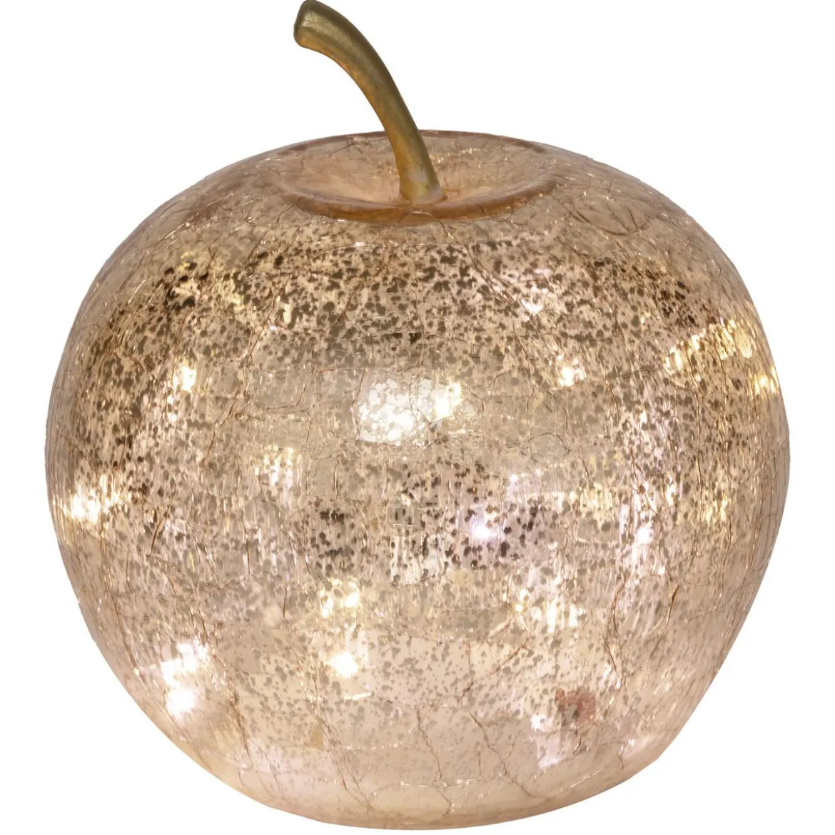POMME VERRE CRAQUELE LED H.18.5CM