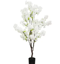 POMMIER POT PLASTIQUE NOIR H.130CM BLANC