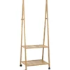 PORTANT SUR ROULETTES 2 ETAGERES BAMBOU