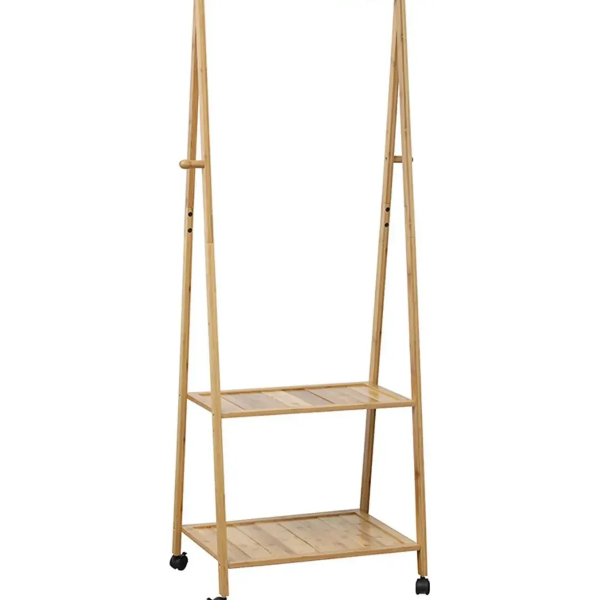 PORTANT SUR ROULETTES 2 ETAGERES BAMBOU