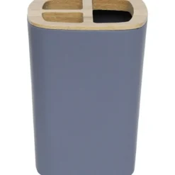 PORTE BROSSE A DENTS RUBBER ET ABS BAMBOU GRIS