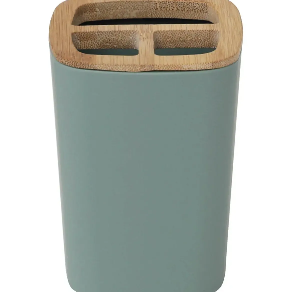 PORTE BROSSE A DENTS RUBBER ET ABS BAMBOU VERT SAUGE