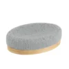 PORTE SAVON OVALE EFFET MAILLE ET BAMBOU GRIS