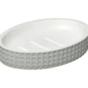 PORTE SAVON POLYRESINE OVAL MOTIF CARRE VERT SAUGE