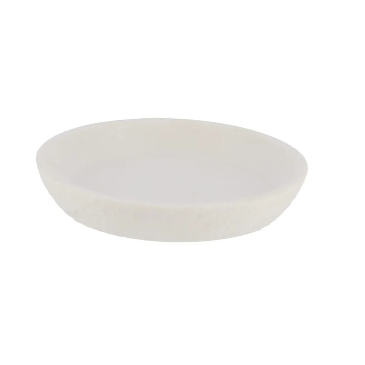 PORTE SAVON POLYRESINE ROND EFFET PIERRE BLANC