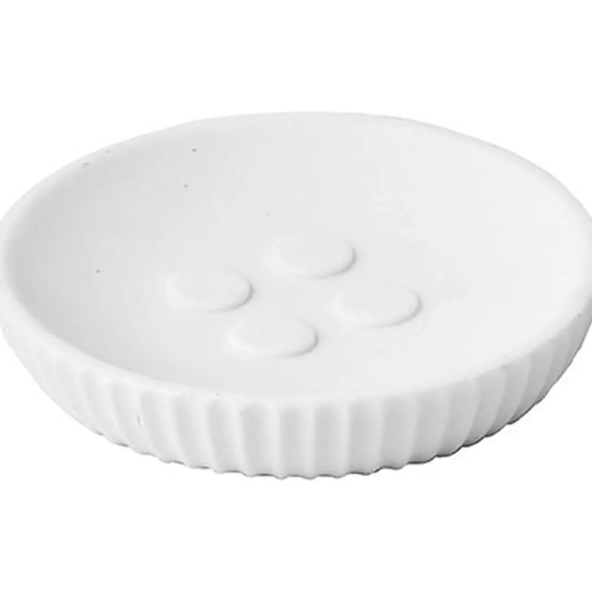 PORTE SAVON POLYRESINE ROND STRIEE BLANC