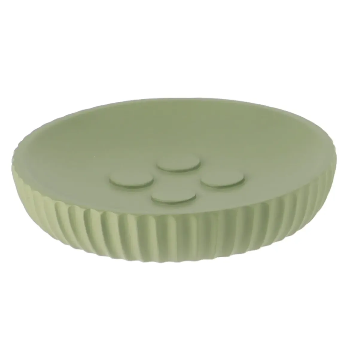 PORTE SAVON POLYRESINE ROND STRIEE KAKI