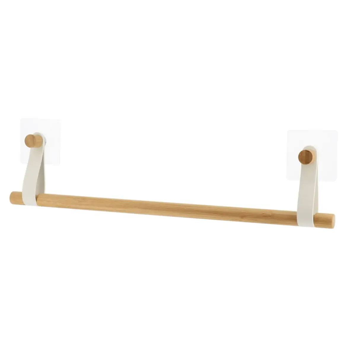 PORTE SERVIETTES 1 BARRE AVEC LANIERES BLANC BAMBOU