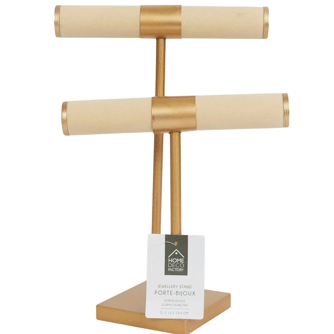 PORTE BIJOUX DOUBLE BEIGE PIED DORE