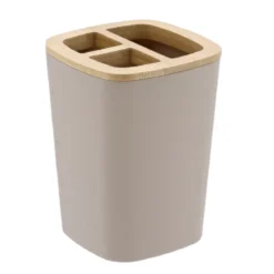 PORTE BROSSE A DENTS RUBBER BAMBOU BEIGE