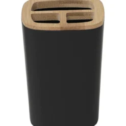 PORTE BROSSE A DENTS RUBBER ET ABS BAMBOU NOIR