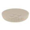 PORTE SAVON POLYRESINE ROND STRIEE TAUPE