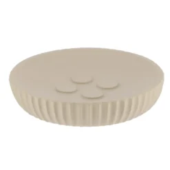 PORTE SAVON POLYRESINE ROND STRIEE TAUPE