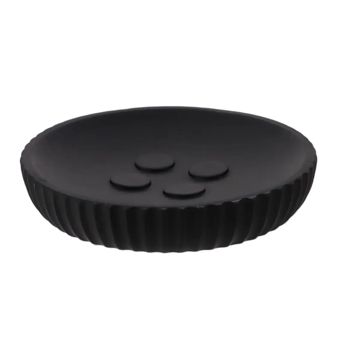 PORTE SAVON POLYRESINE ROND STRIEE NOIR