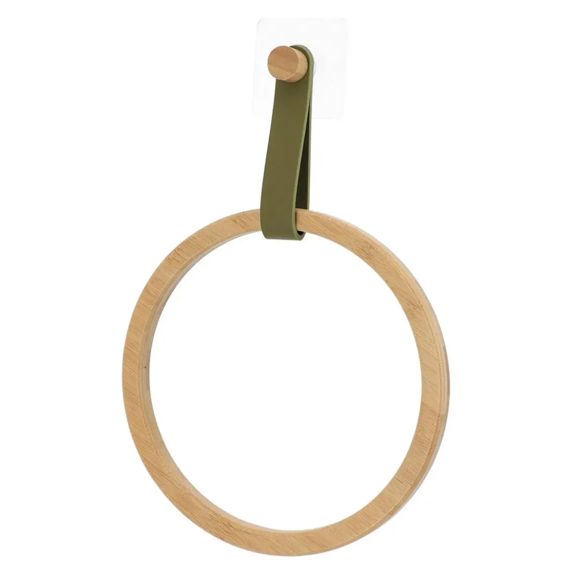 PORTE SERVIETTES ARRONDI AVEC LANIERE KAKI BAMBOU