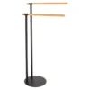 PORTE SERVIETTES METAL 2 BARRES BAMBOU NOIR