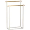 PORTE SERVIETTES METAL RECTANGULAIRE 2 BARRES BAMBOU BLANC