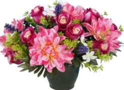 POT BOUTON ROSE DAHLIA H30CM ASSORTIS
