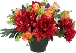 POT BOUTON ROSE DAHLIA H30CM ASSORTIS