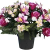 POT BOUTON ROSE GERBERA MINI ORCHIDEE 35CM ASSORTIS