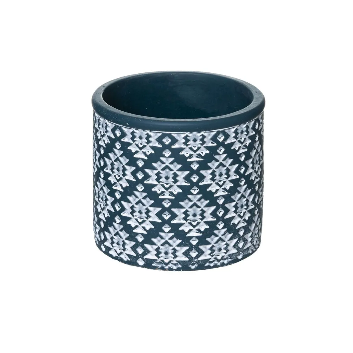 POT CIMENT HACIENDA TERRACOTTA OU BLEU D.8X7.5CM