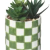 POT FLEUR ARTIFICIELLE DAMIER DOLOMITE VERT 10X10X16CM
