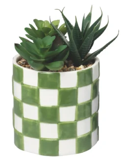 POT FLEUR ARTIFICIELLE DAMIER DOLOMITE VERT 10X10X16CM