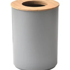 POUBELLE AVEC COUVERCLE BAMBOU 5L GRIS