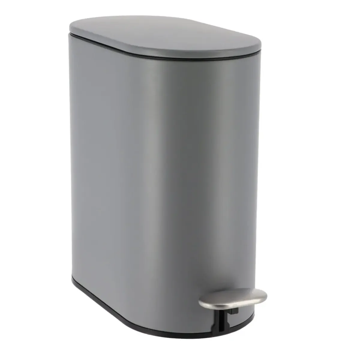 POUBELLE METAL OVALE 5L PEDALE GRIS