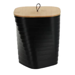 POUBELLE DESIGN COUVERCLE BAMBOU 6L NOIR