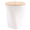 POUBELLE DESIGN GRAND MODELE COUVERCLE BAMBOU BLANC