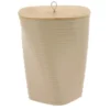 POUBELLE DESIGN GRAND MODELE COUVERCLE BAMBOU BEIGE