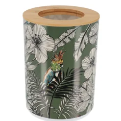 POUBELLE IMPRIMEE COUVERCLE BAMBOU 5L JUNGLE FEVER KAKI