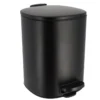 POUBELLE METAL CARREE 5L FREIN DE CHUTE A PEDALE NOIR