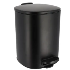 POUBELLE METAL CARREE 5L FREIN DE CHUTE A PEDALE NOIR