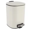POUBELLE METAL CARRE 5L FREIN DE CHUTE A PEDALE BLANC