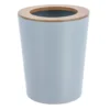 POUBELLE METAL EVASEE COUVERCLE BAMBOU 5L BLEU CLAIR