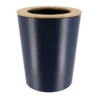 POUBELLE METAL EVASEE COUVERCLE BAMBOU 5L BLEU MARINE