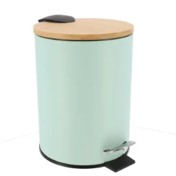 POUBELLE METAL FREIN DE CHUTE 3L VERT EUCALYPTUS BAMBOU