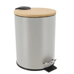 POUBELLE METAL FREIN DE CHUTE 3L GRIS CLAIR BAMBOU