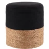 POUF MATIERE NATURELLE COTON BOIS NATUREL NOIR