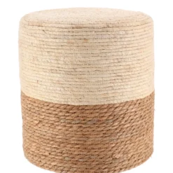 POUF MATIERE NATURELLE MAIS BOIS NATUREL BLANC
