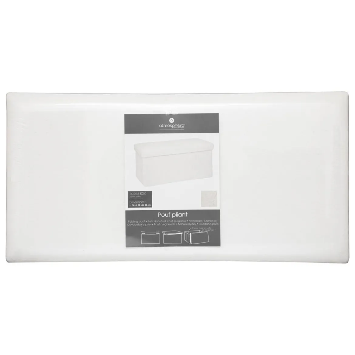 POUF PLIABLE DOUBLE FOURRURE EZZIO BLANC