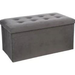 POUF PLIABLE DOUBLE VELOURS GRIS LYSANDRE
