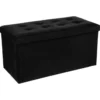 POUF PLIABLE DOUBLE VELOURS NOIR LYSANDRE