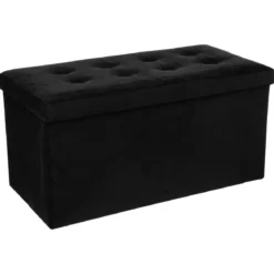 POUF PLIABLE DOUBLE VELOURS NOIR LYSANDRE