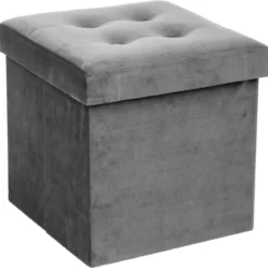 POUF PLIABLE VELOURS GRIS LYSANDRE